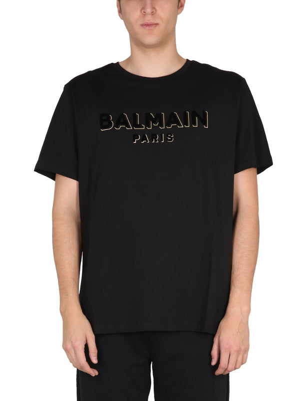 Balmain Cotton T-shirt With Flocked Logo - Men