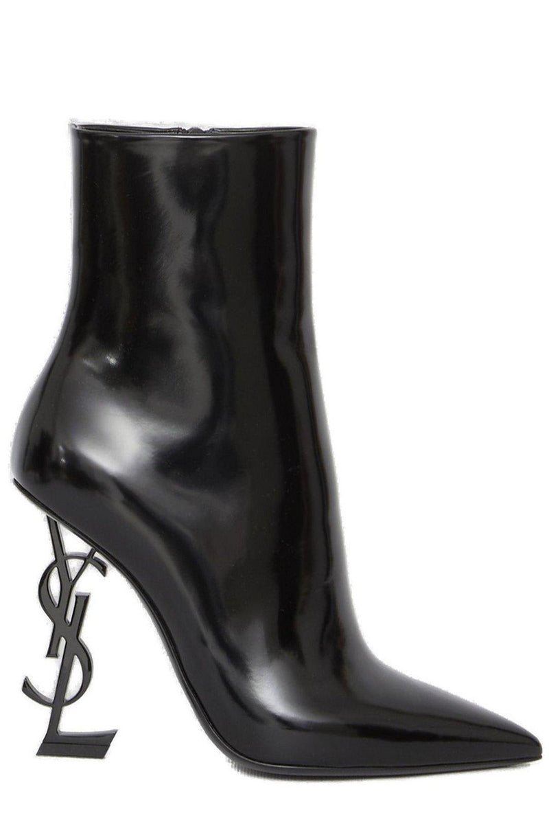 Saint Laurent Opyum Logo Plaque Pointed Toe Boots - Women