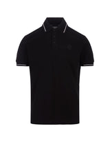 Moncler Black Short-sleeved Polo With Embroidered Logo - Men