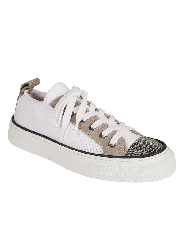Brunello Cucinelli Monili-detailed Paneled Lace-up Sneakers - Women