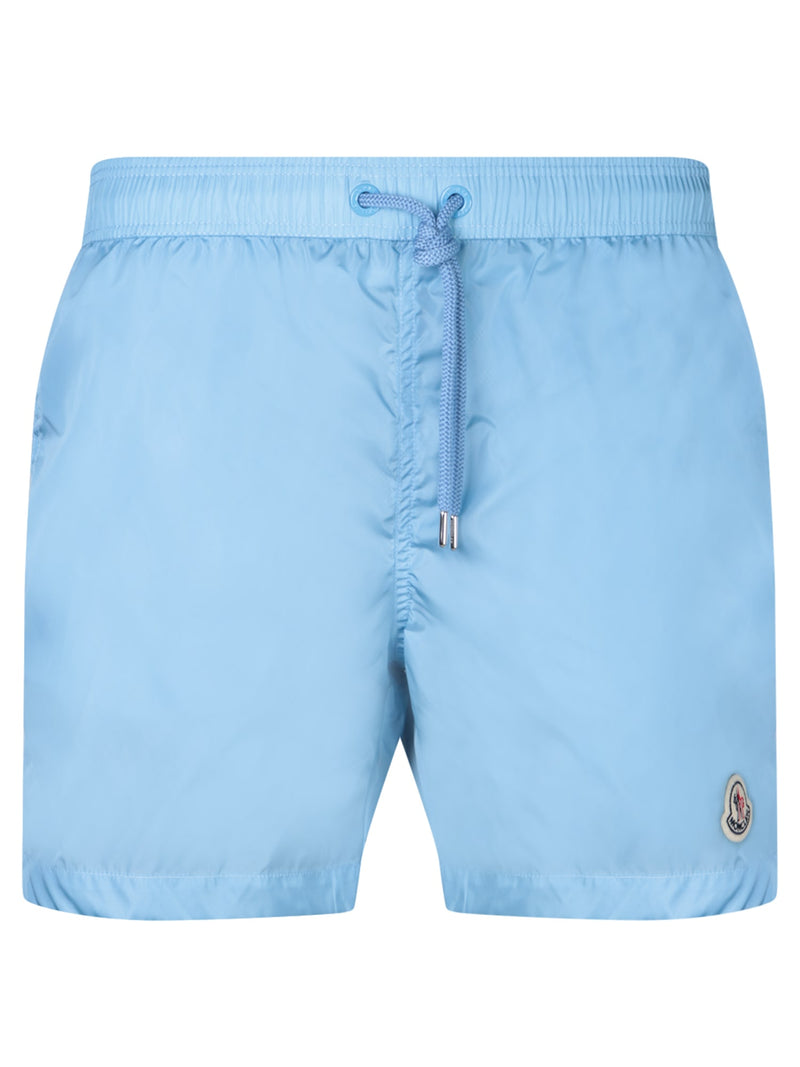 Moncler Logo Patch Light Blue Swimsuit - Men