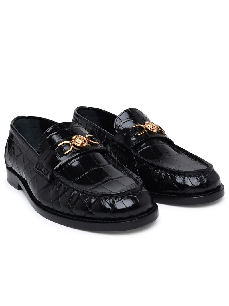 Versace Black Leather Loafers - Women