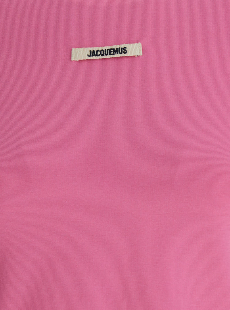 Jacquemus Pink gros Grain T-shirt With Logo Patch In Cotton Blend Woman - Women