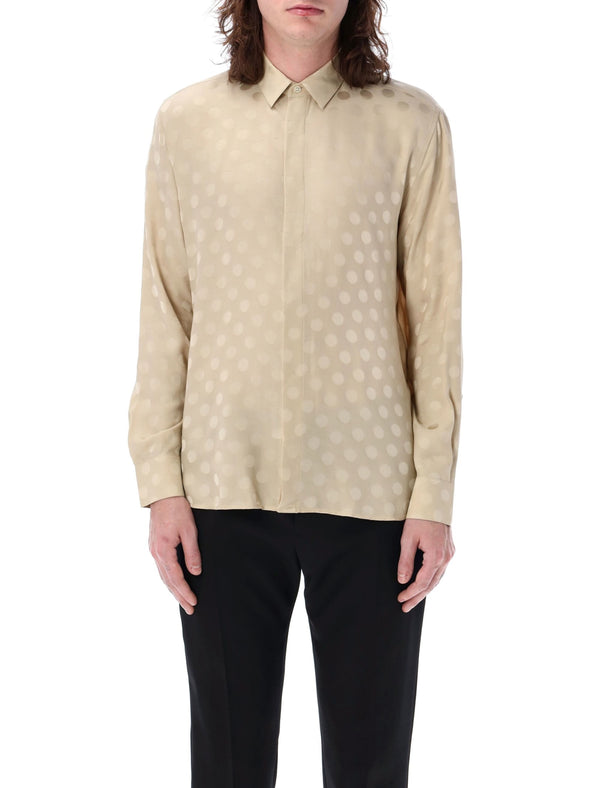 Saint Laurent Shirt In Dotted Shiny And Matte Silk - Men