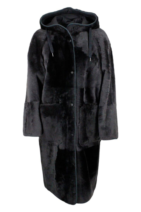 Brunello Cucinelli Reversible Coat In Soft Shearling With Hood - Women - Piano Luigi