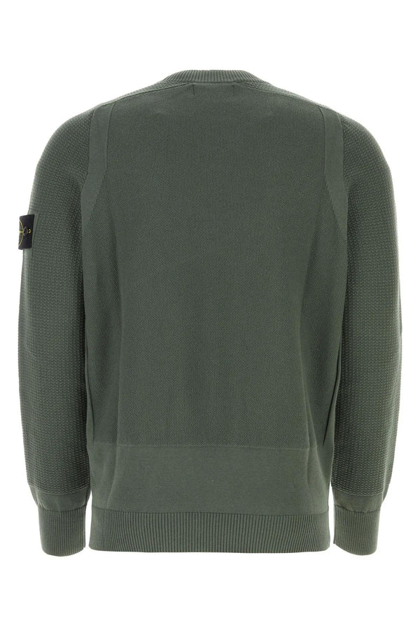 Stone Island Sage Green Cotton Sweater - Men