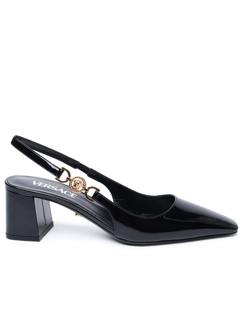 Versace Black Patent Leather Sling Back - Women