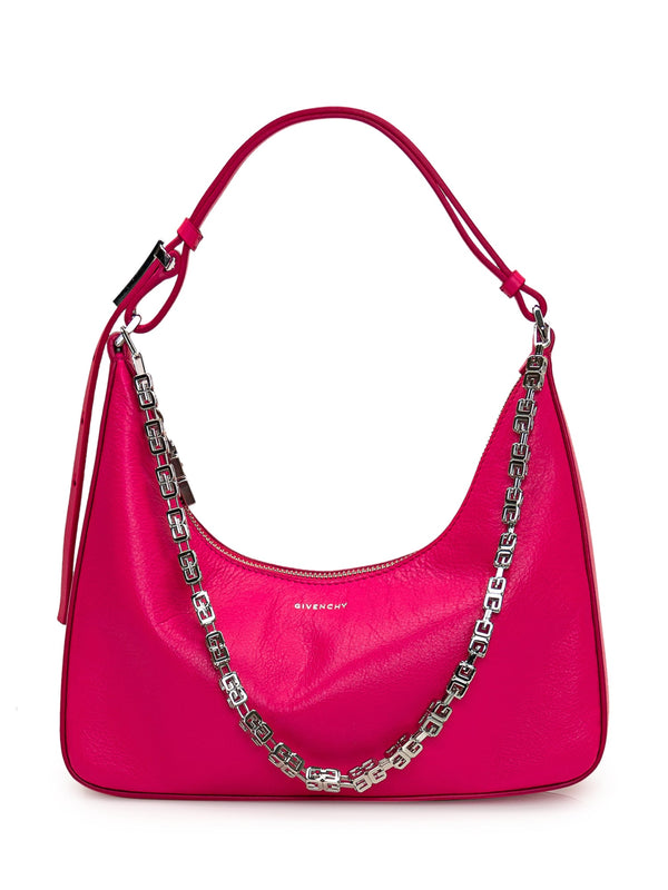 Givenchy Neon Pink Leather Small Cut Out Moon Bag With Chain - Women