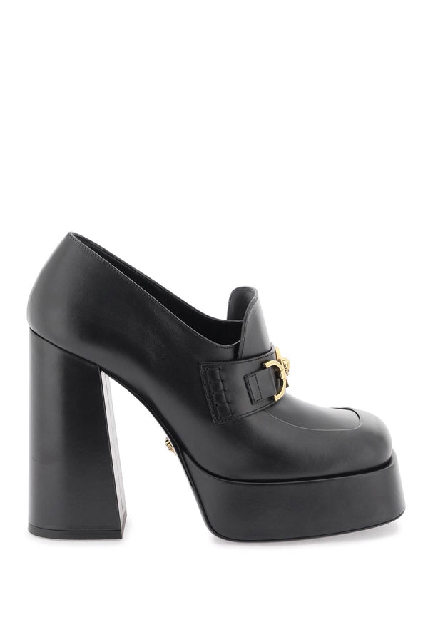 Versace Logo Detail Leather Loafers - Women