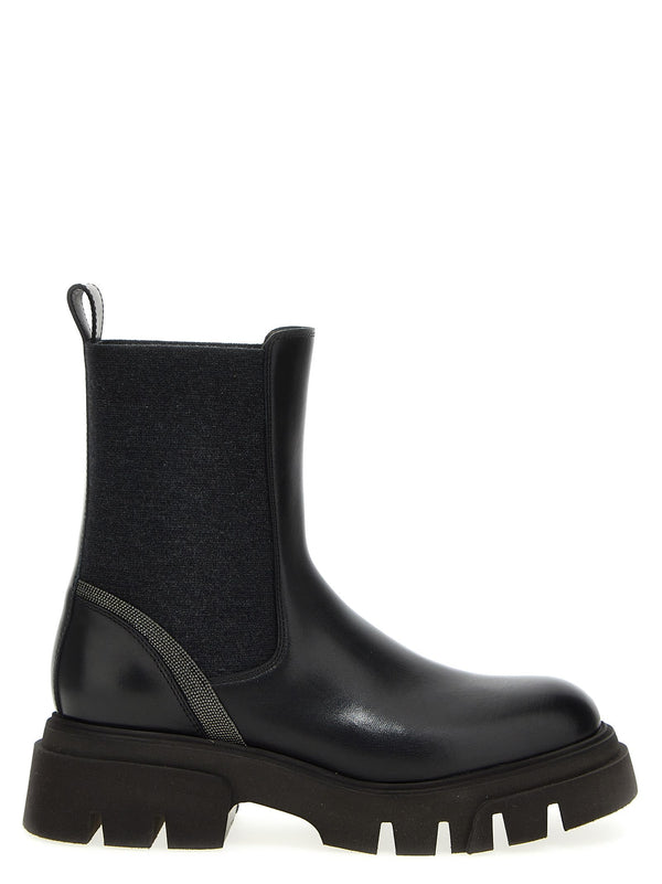 Brunello Cucinelli Monile Leather Ankle Boots - Women