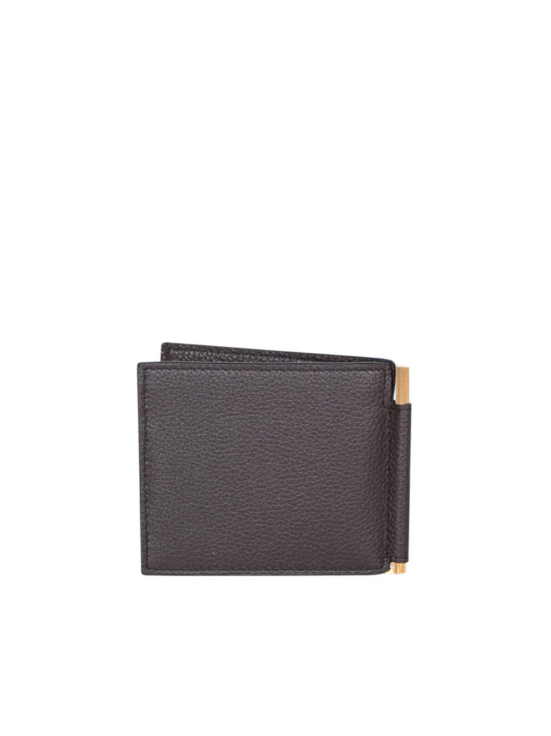 Tom Ford Grain Soft Money Clip Brown Cardholder - Men