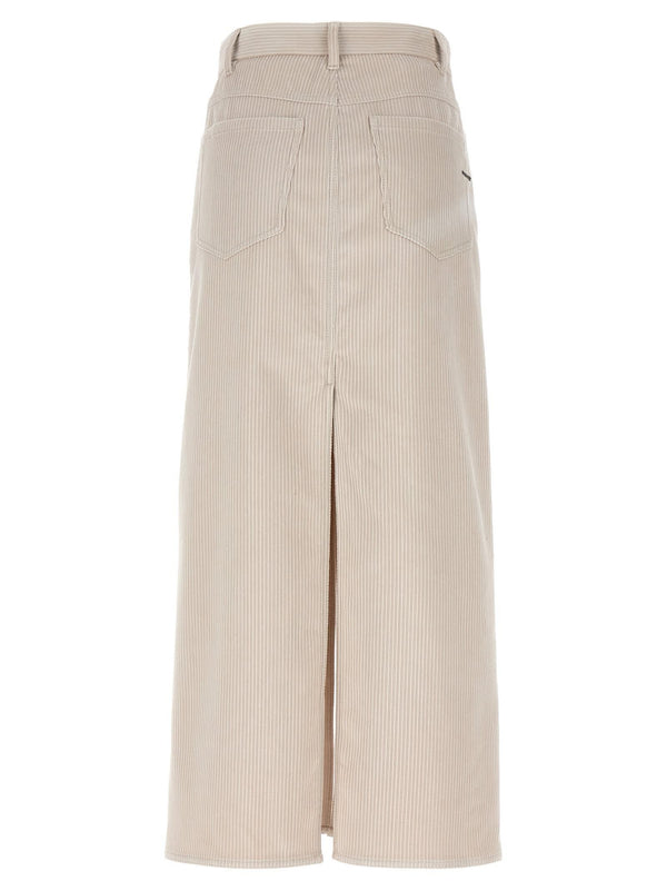 Brunello Cucinelli Ribbed Velvet Skirt - Women - Piano Luigi