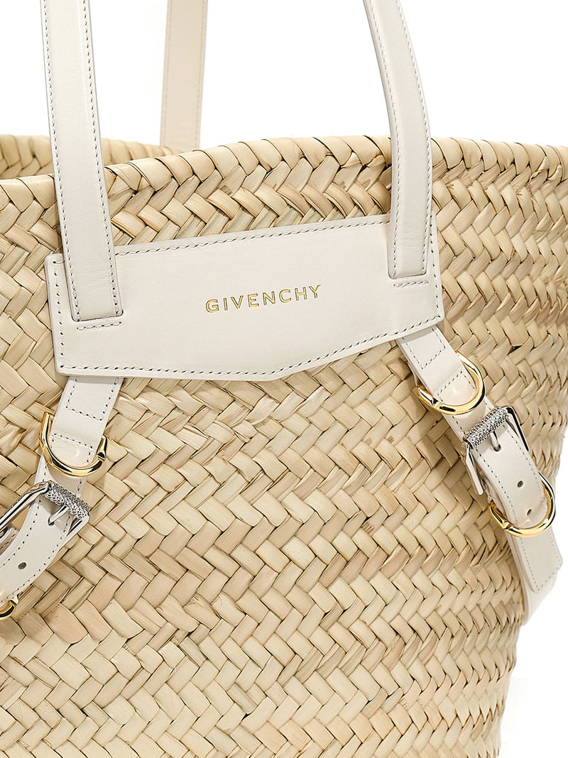 Givenchy Ivory Medium Voyou Basket Bag In Raffia - Women