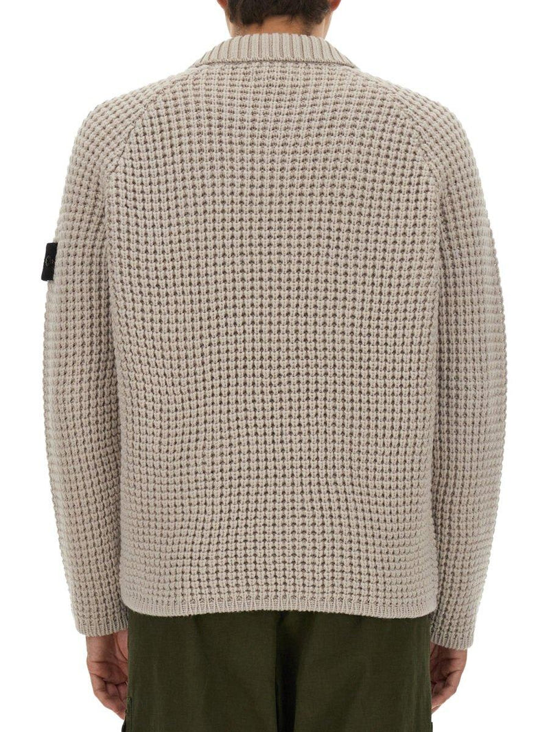 Stone Island Compass Patch Collared Jumper - Men