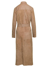 Golden Goose Brown Belted Trench Coat In Suede Woman - Women - Piano Luigi