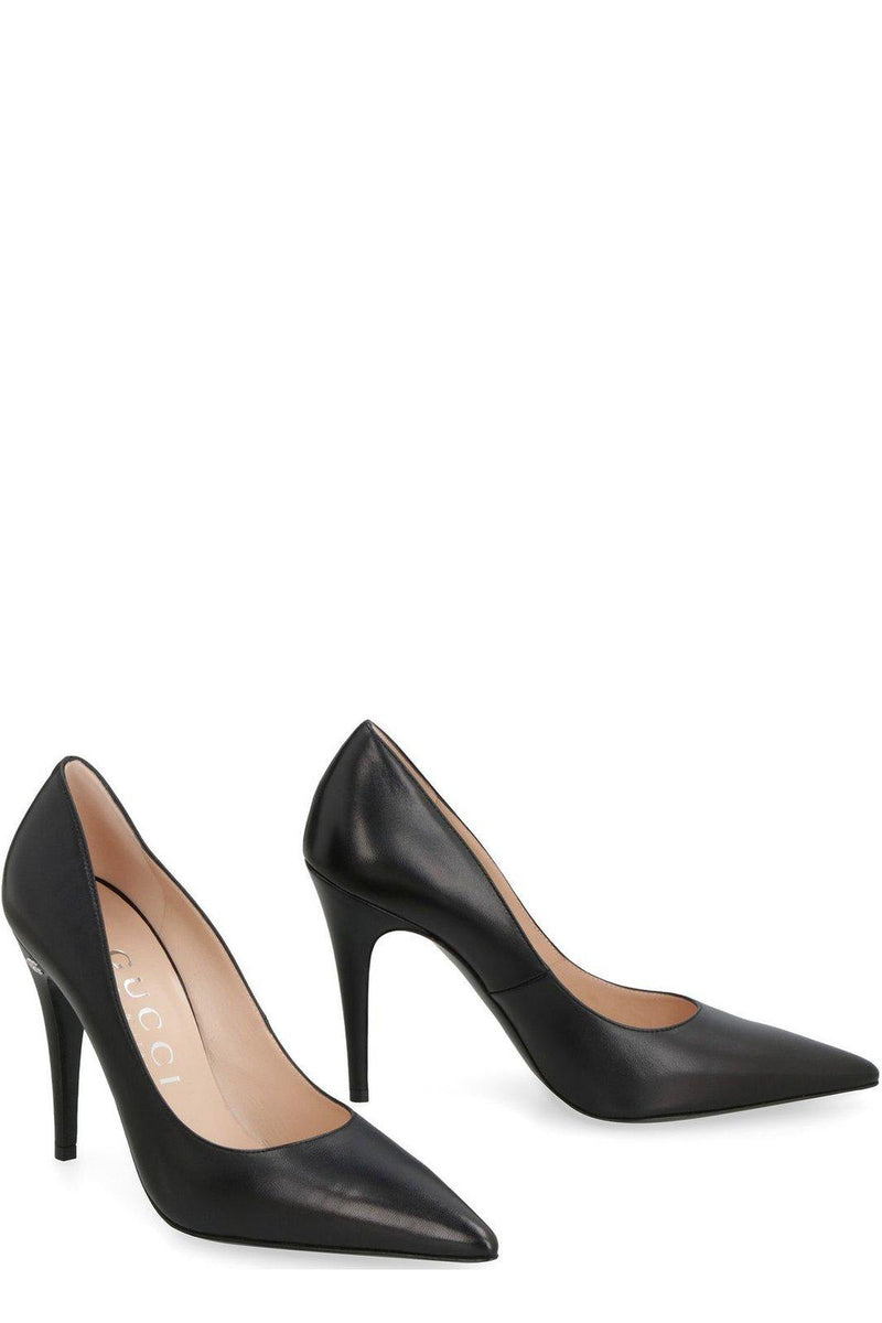 Gucci Logo Detailed Pointed-toe Pumps - Women