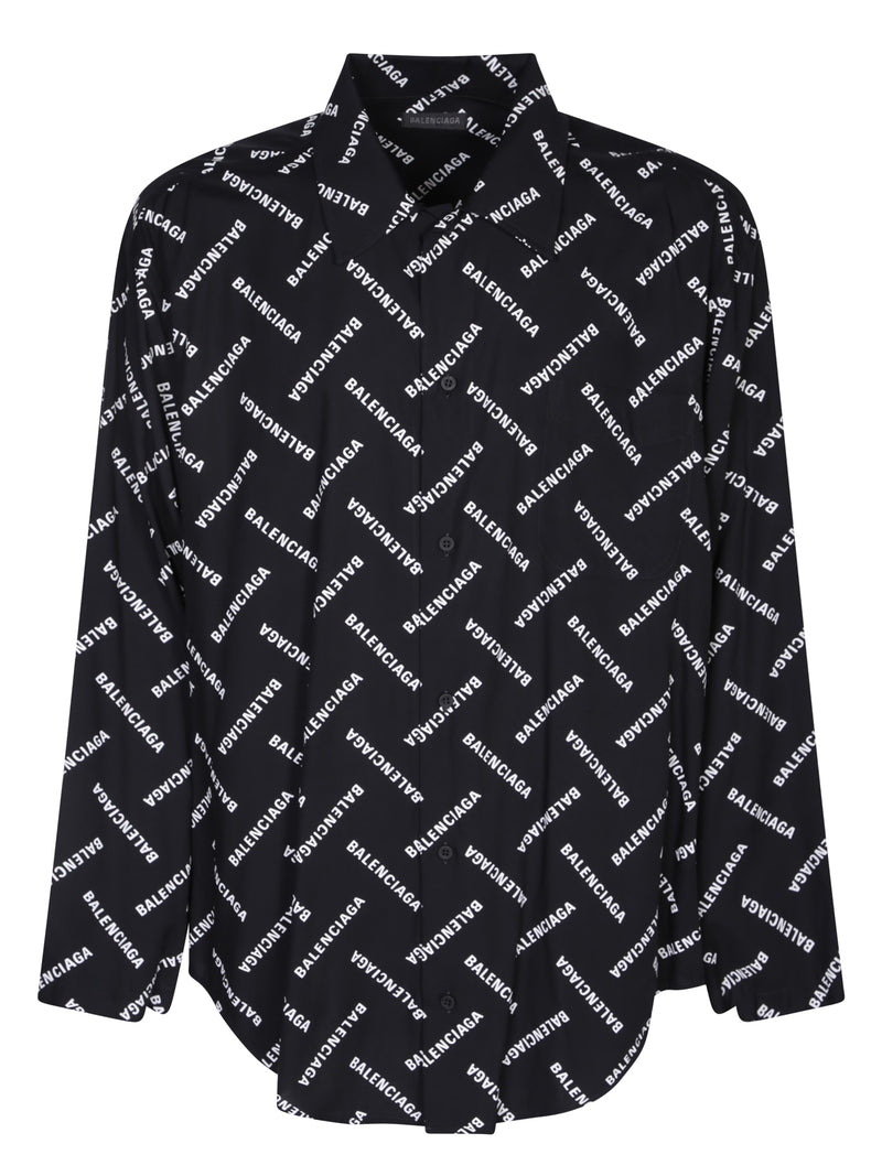 Balenciaga All-over Logo Black Shirt - Women