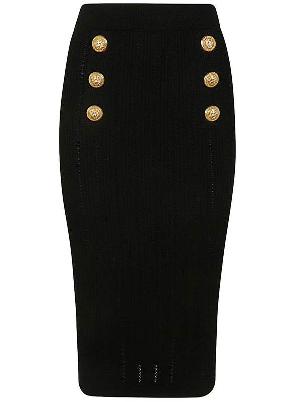 Balmain Buttoned Knit Midi Skirt - Women