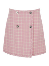 Versace Pink Check-pattern Skirt In Tweed Woman - Women