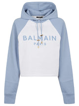 Balmain Print Raglan Cropped Hoodie - Women