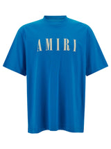 AMIRI Light Blue T-shirt With Contrasting Logo Print In Cotton Man - Men