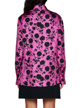 Versace Informal Shirt Floral Silhouette Print Twill Silk Fabric 50% - Women
