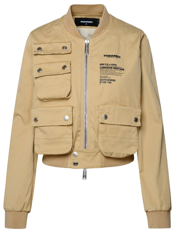 Dsquared2 Beige Cotton Bomber Jacket - Women