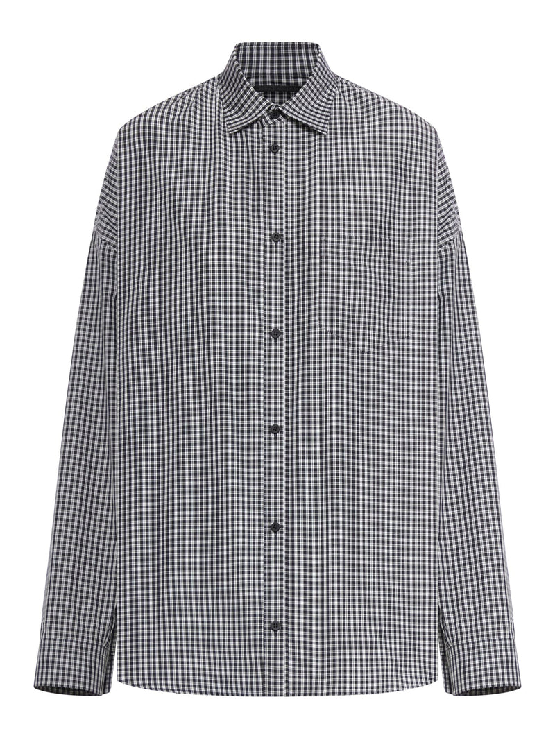 Balenciaga Cocoon Shirt Micro Check Mix Cotton Poplin - Women