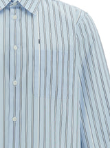 Jacquemus la Chemise De Costume Light Blue Striped Shirt With Logo In Cotton Man - Men