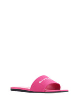 Givenchy Flat Mules In Neon Pink Canvas - Women