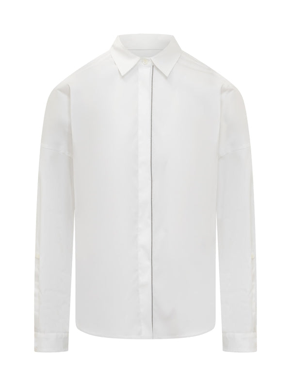 Brunello Cucinelli Cotton Poplin Shirt With Monile Insert - Women