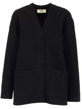 Fendi Oversized V-neck Ff Motif Cardigan - Women - Piano Luigi