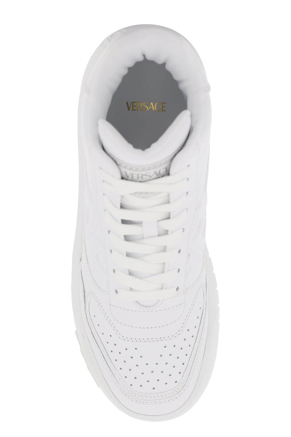 Versace greca Odissea High Sneakers In White Calf Leather - Men