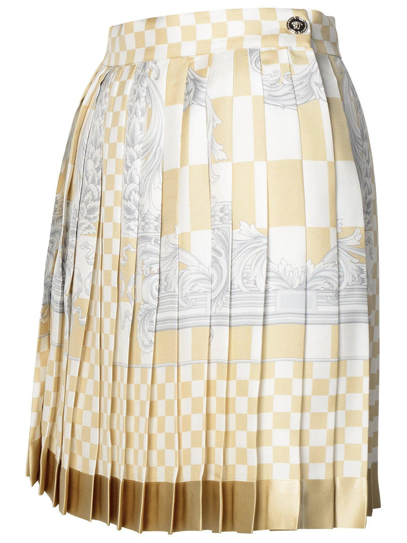 Versace Barocco Checkerboard-printed Pleated Mini Skirt - Women