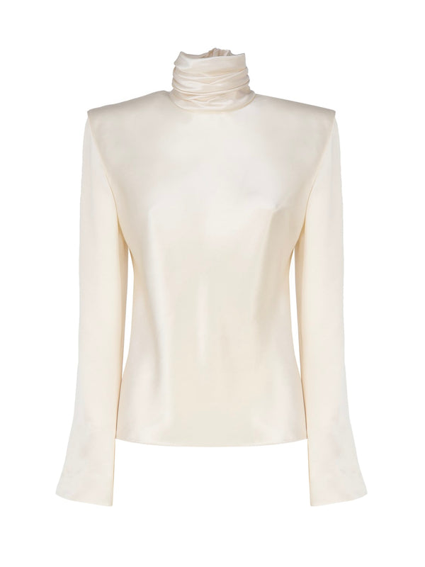 Saint Laurent Silk Hooded Back Neck Blouse - Women