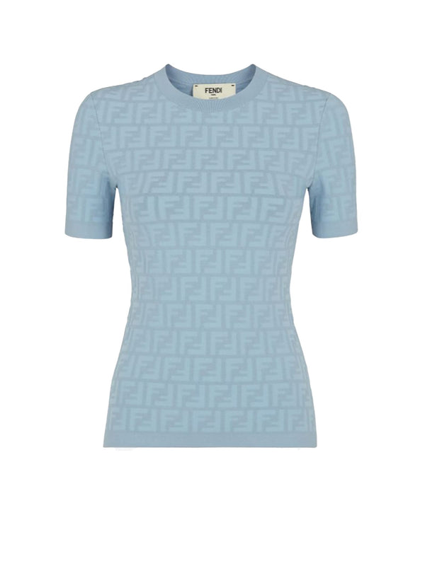 Fendi Viscose T-shirt With All-over Embossed Ff Motif - Women