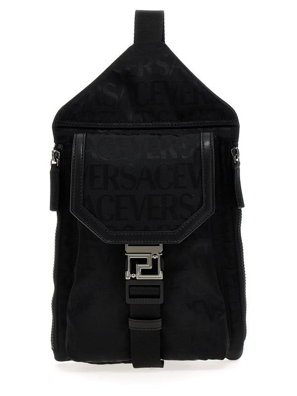 Versace Technical Fabric Backpack With Logo - Men