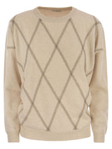 Brunello Cucinelli Crew-neck Sweater In Virgin Wool, Cashmere And Silk - Women