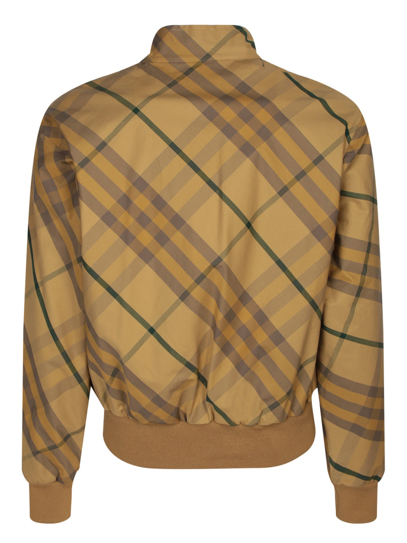 Burberry Check Motif Beige Bomber Jacket - Men