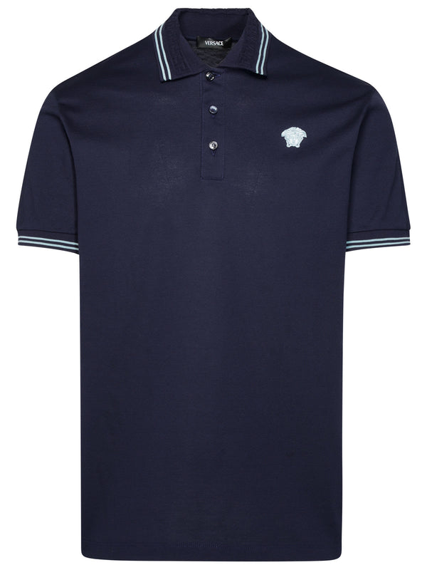 Versace medusa Blue Cotton Polo Shirt - Men