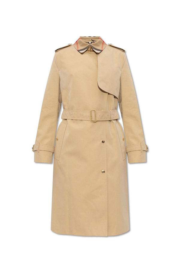 Burberry Belted Double-breasted Checked Trench Coat - Women