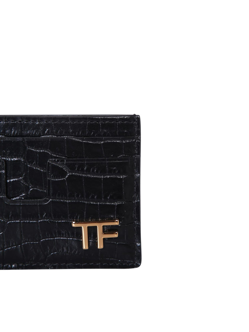 Tom Ford Crocodile 4 Slots Black Cardholder - Men - Piano Luigi