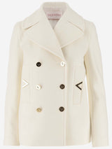 Valentino Wool And Cashmere Coat With Vlogo - Women
