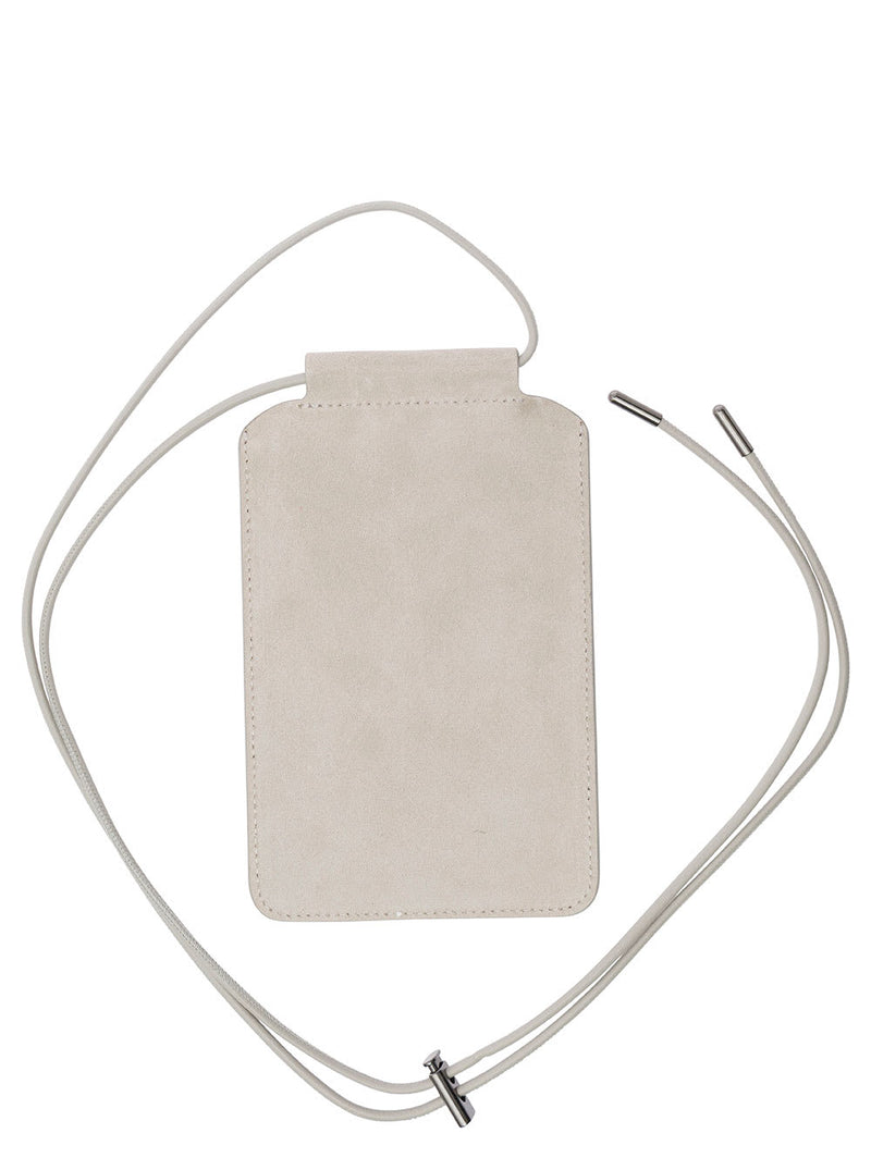Brunello Cucinelli White Phone-holder With Shiny Trim And Logo In Suede Woman - Women