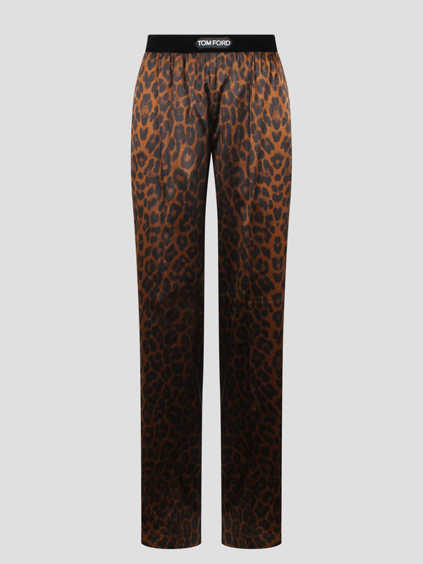 Tom Ford Reflected Leopard Print Silk Satin Signature Pj Pants - Women