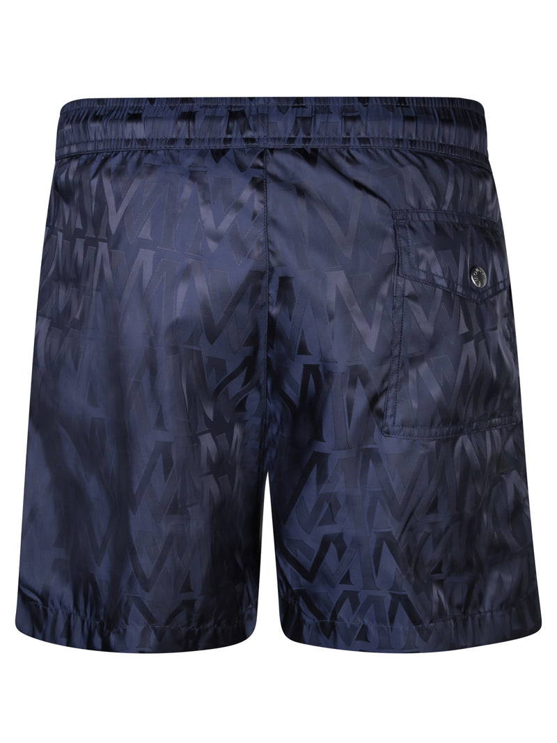 Moncler All-over Logo Blue Swimsuit - Men