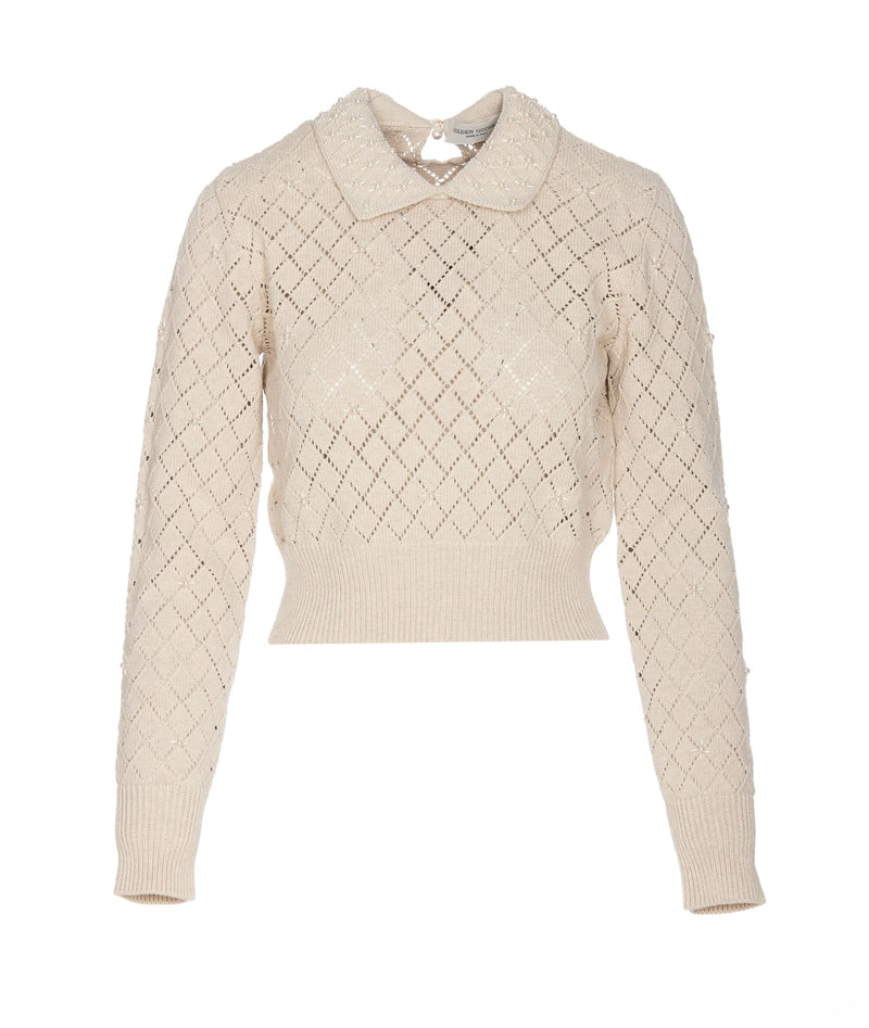 Golden Goose Cropped Sweater With Pearl Embroidery - Women