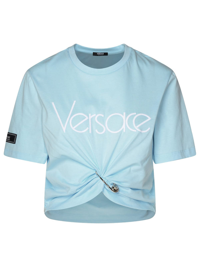 Versace Light Blue Cotton T-shirt - Women