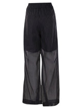 Brunello Cucinelli Sparkling Stripe Cotton Gauze Loose Trousers - Women