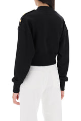 Balmain Cropped Sweatshirt With Logo Print And Buttons - Women